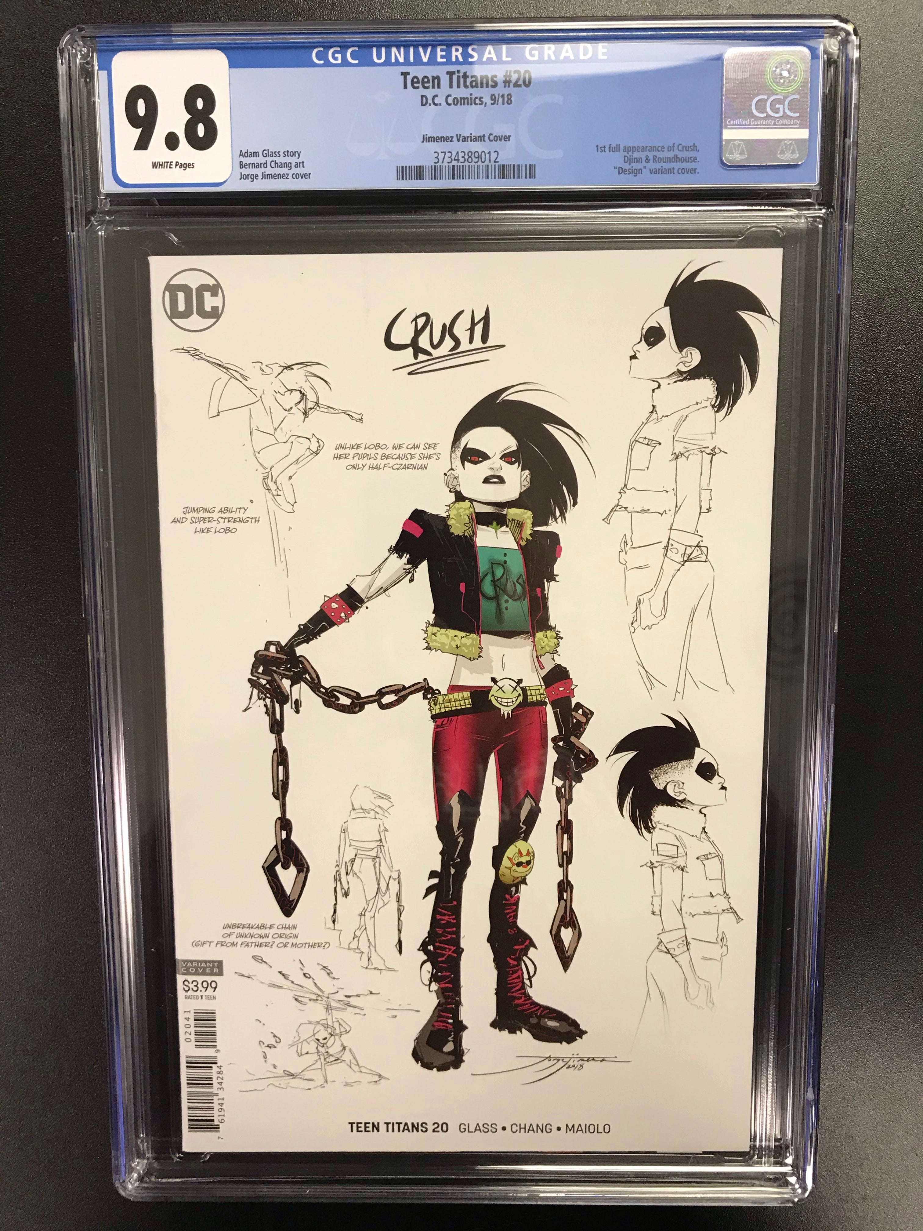 TEEN TITANS #20 FIRST OF CRUSH 1:25 DESIGN VARIANT CGC 9.8 (INSTOCK) C3