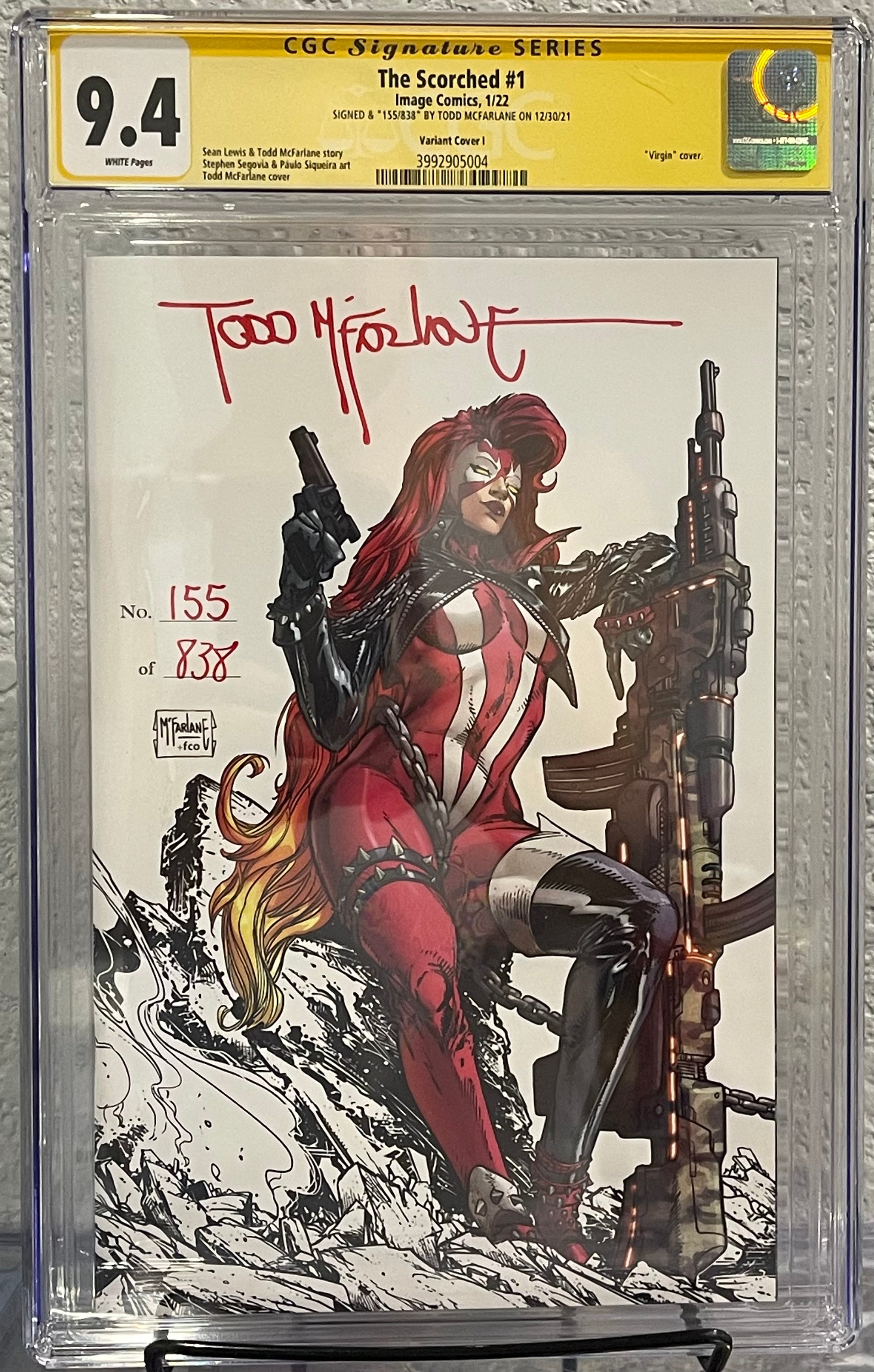 SPAWN SCORCHED #1 CVR H 1:250 SIGNED BY TODD MCFARLANE CGC 9.4